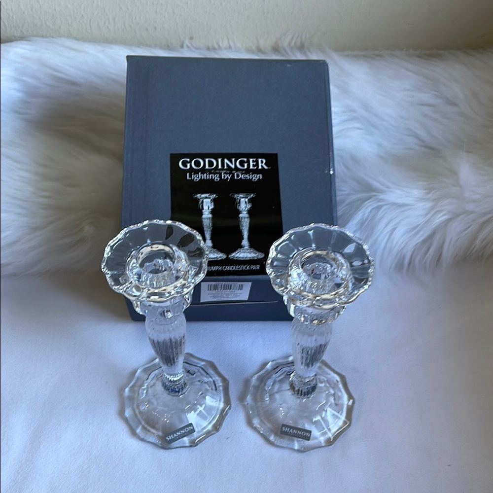Godinger Lighting by Design 7” Triumph Candlestick Pair.Brand New With box.